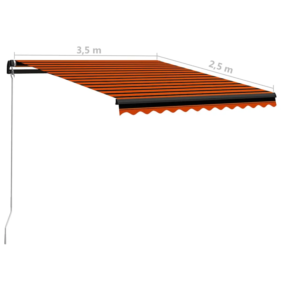 Auvent manuel rétractable avec LED 350x250 cm Orange et marron - 11