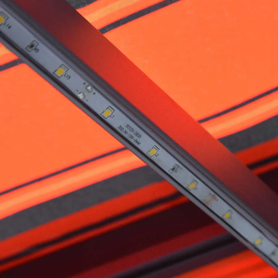 Auvent manuel rétractable avec LED 350x250 cm Orange et marron - 6