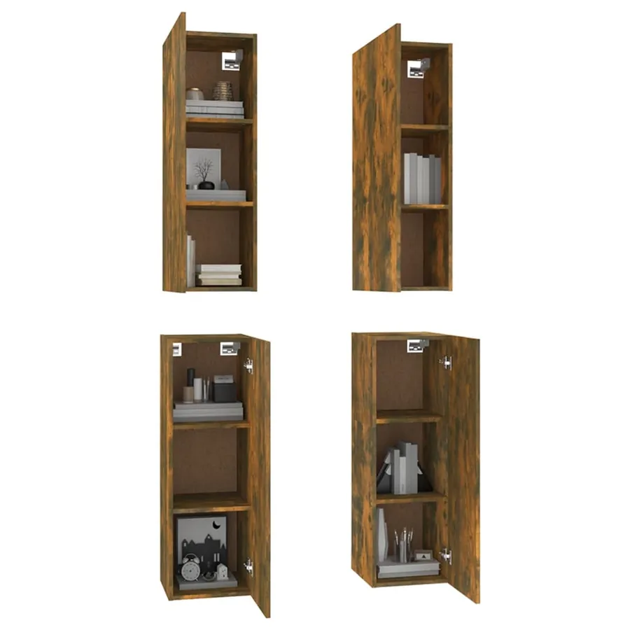Meubles TV 4 pcs Chêne fumé 30,5x30x90 cm Bois d'ingénierie - 4