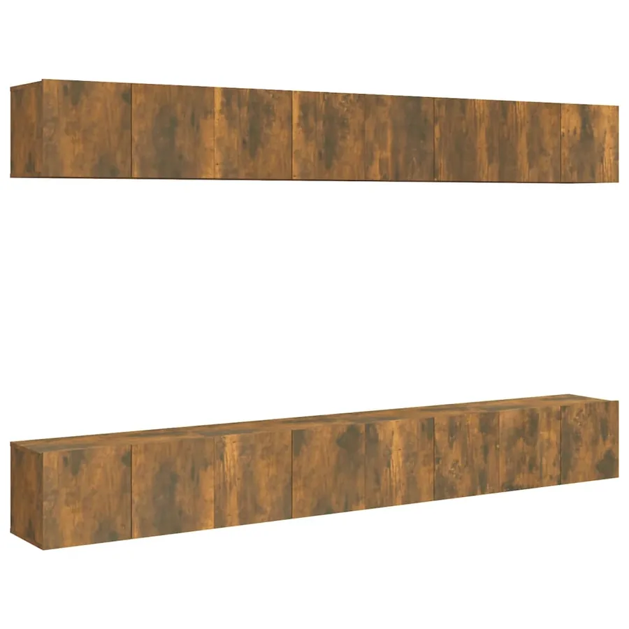 Meubles TV 8 pcs Chêne fumé 60x30x30 cm Bois d'ingénierie - 2