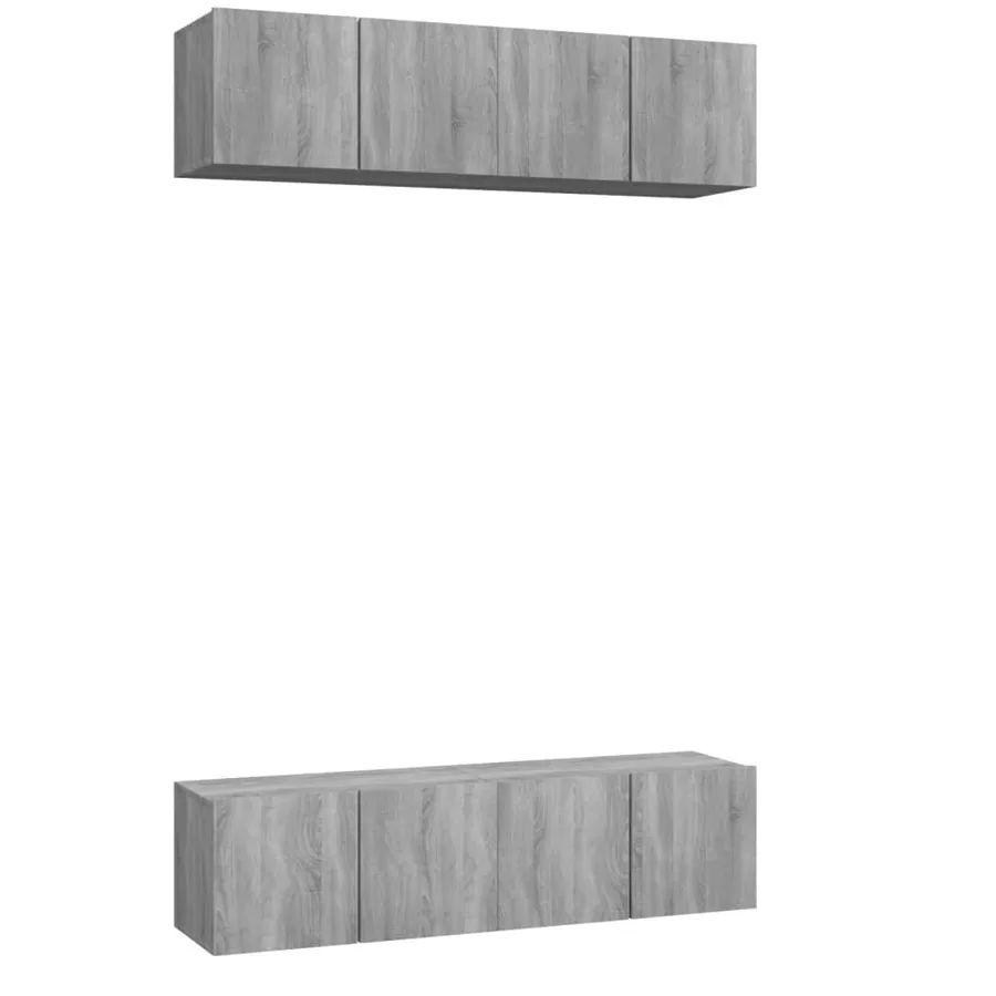 Meubles TV muraux 4pcs Sonoma gris 60x30x30cm Bois d'ingénierie - 2
