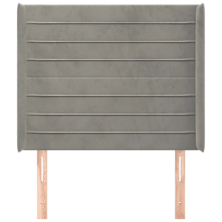 Tête de lit avec oreilles Gris clair 93x16x118/128 cm Velours - 3