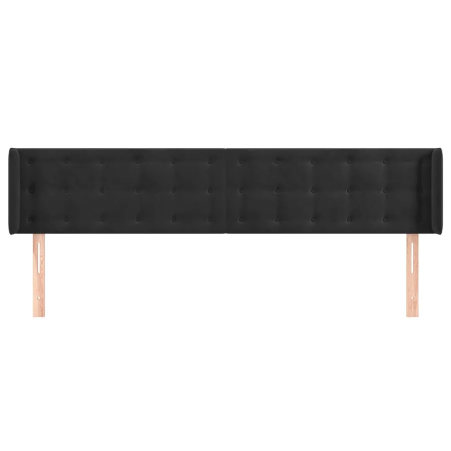 Tête de lit avec oreilles Noir 183x16x78/88 cm Velours - 3