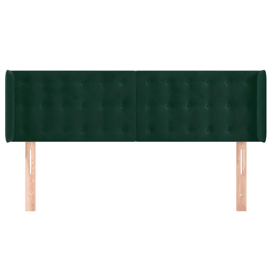 Tête de lit avec oreilles Vert foncé 147x16x78/88 cm Velours - 3