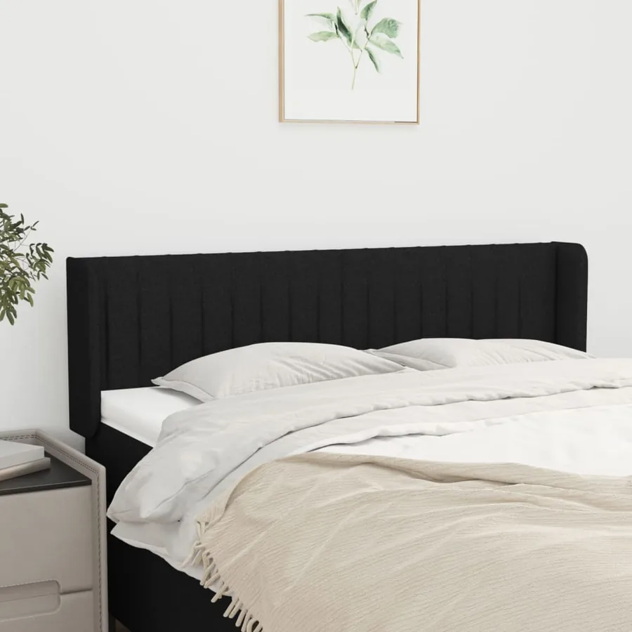 Tête de lit avec oreilles Noir 147x16x78/88 cm Tissu