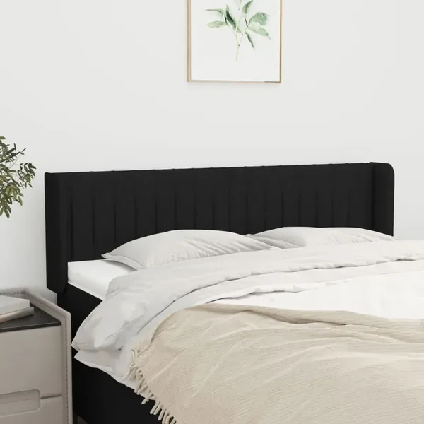 Tête de lit avec oreilles Noir 147x16x78/88 cm Tissu