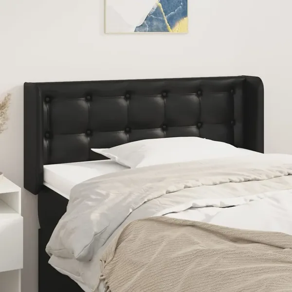 Tête de lit avec oreilles Noir 83x16x78/88 cm Similicuir