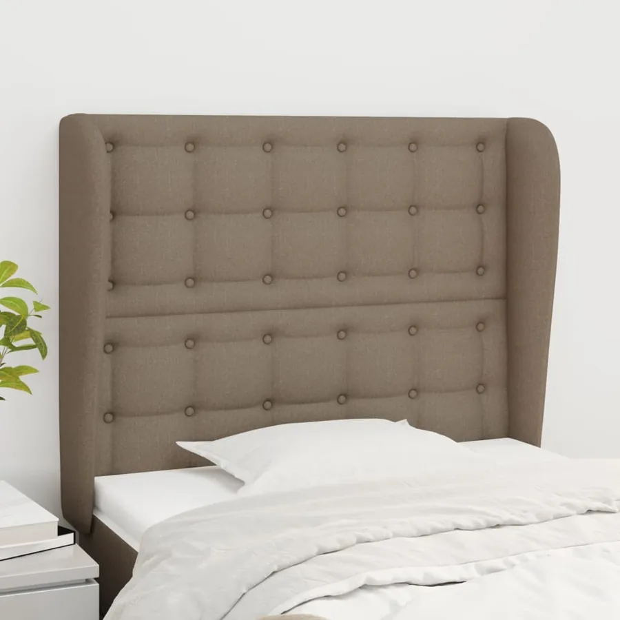 Tête de lit avec oreilles Taupe 103x23x118/128 cm Tissu