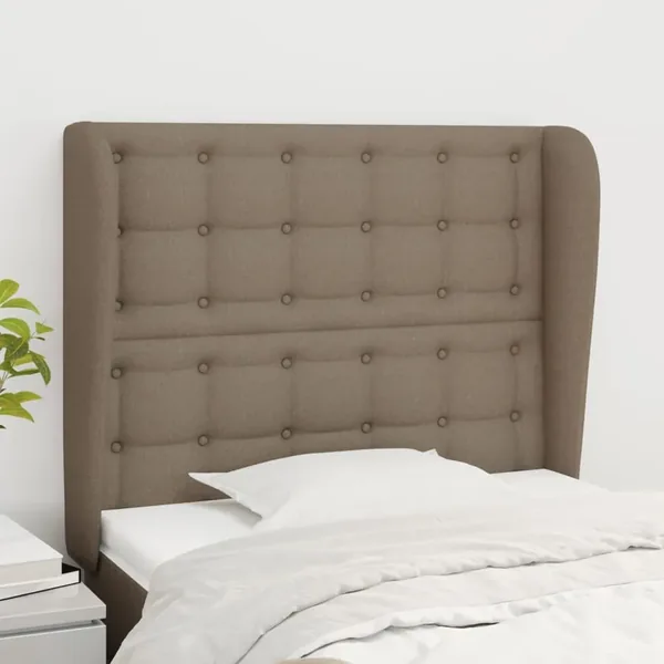Tête de lit avec oreilles Taupe 103x23x118/128 cm Tissu