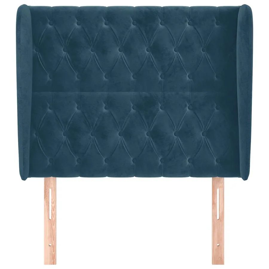 Tête de lit avec oreilles Bleu foncé 103x23x118/128 cm Velours - 3