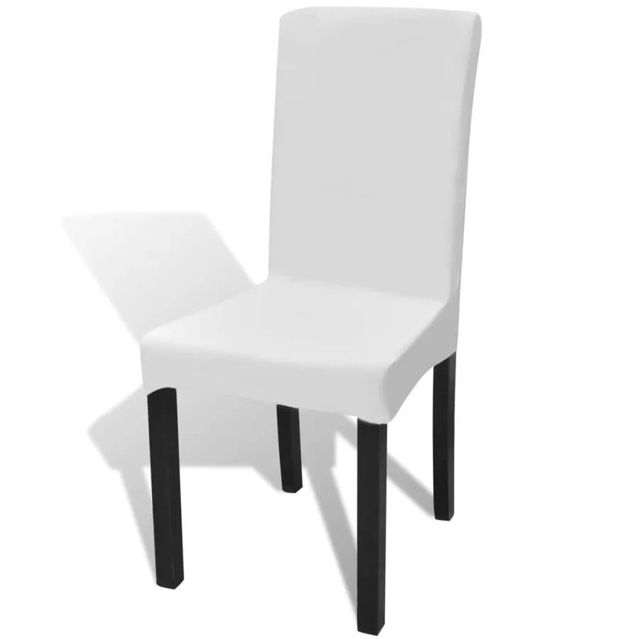 Housse de chaise droite extensible 4 pcs blanc - 2