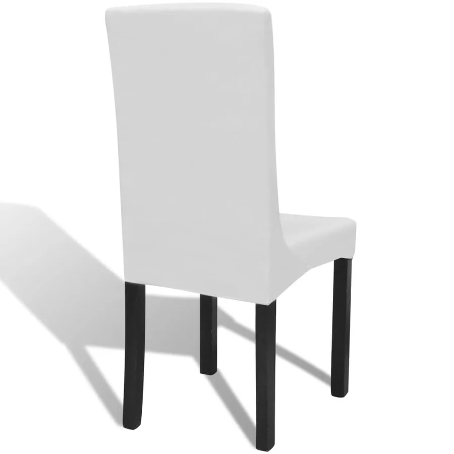 Housse de chaise droite extensible 4 pcs blanc - 5