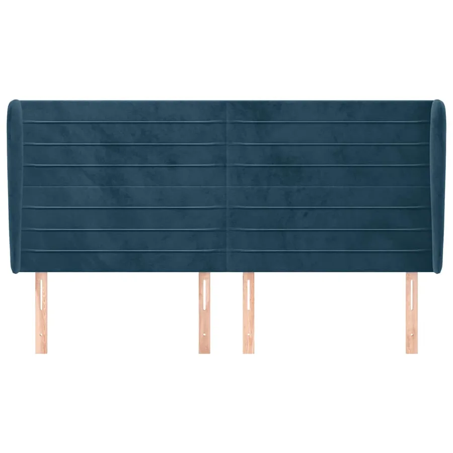 Tête de lit avec oreilles Bleu foncé 203x23x118/128 cm Velours - 3