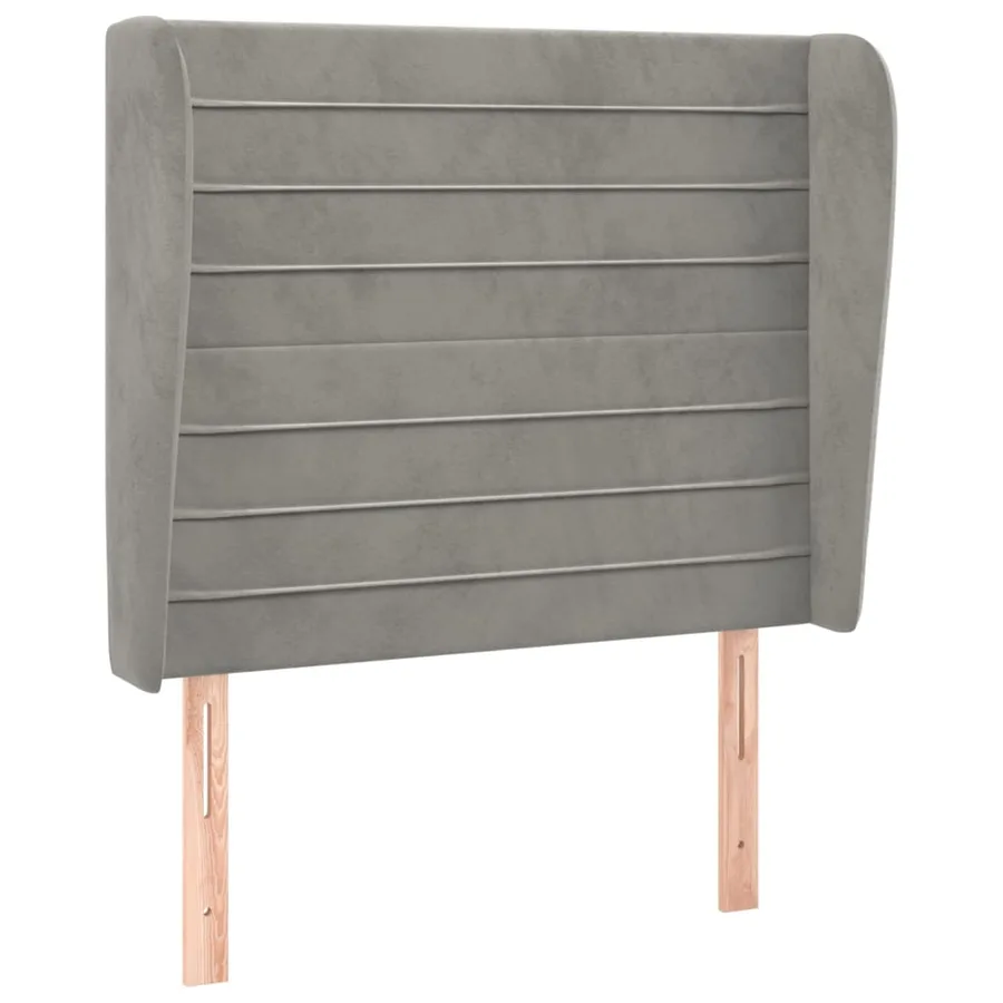 Tête de lit avec oreilles Gris clair 93x23x118/128 cm Velours - 2
