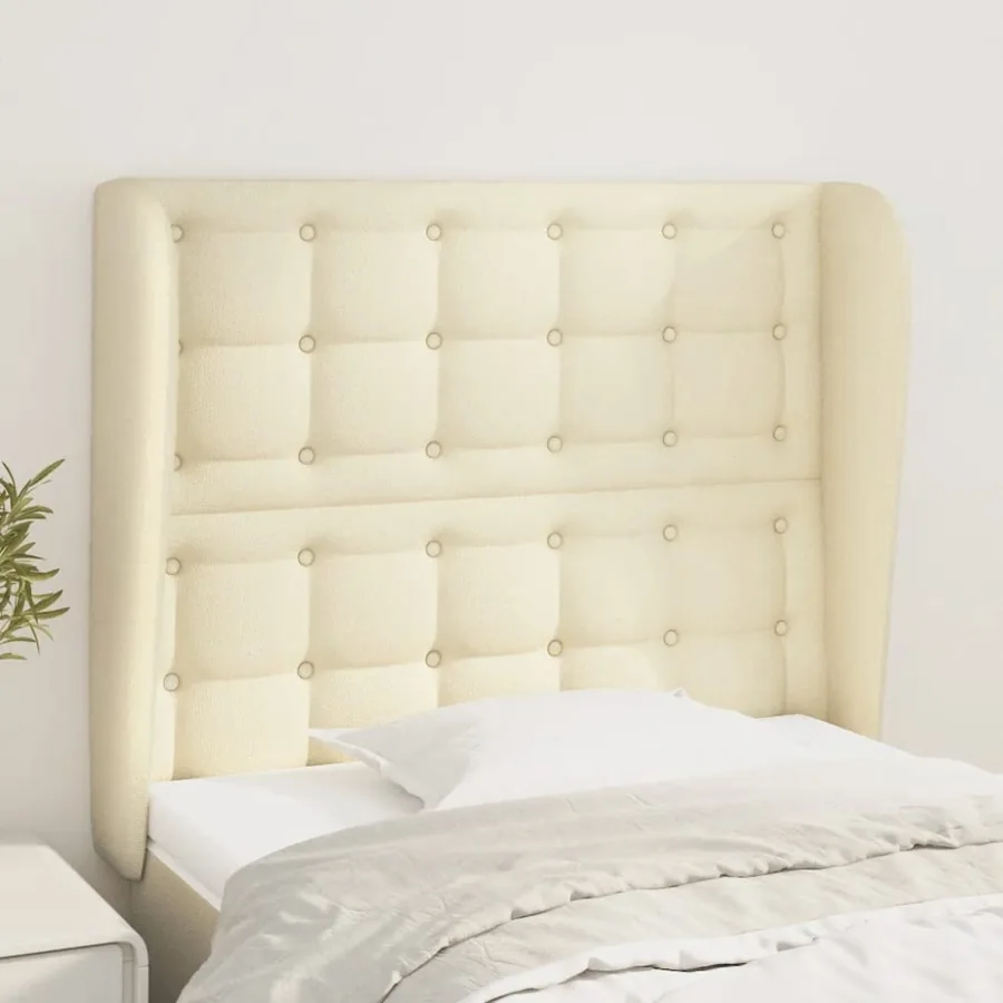 Tête de lit avec oreilles Crème 103x23x118/128 cm Similicuir