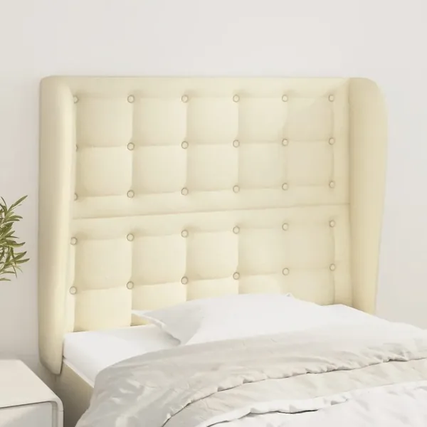 Tête de lit avec oreilles Crème 103x23x118/128 cm Similicuir