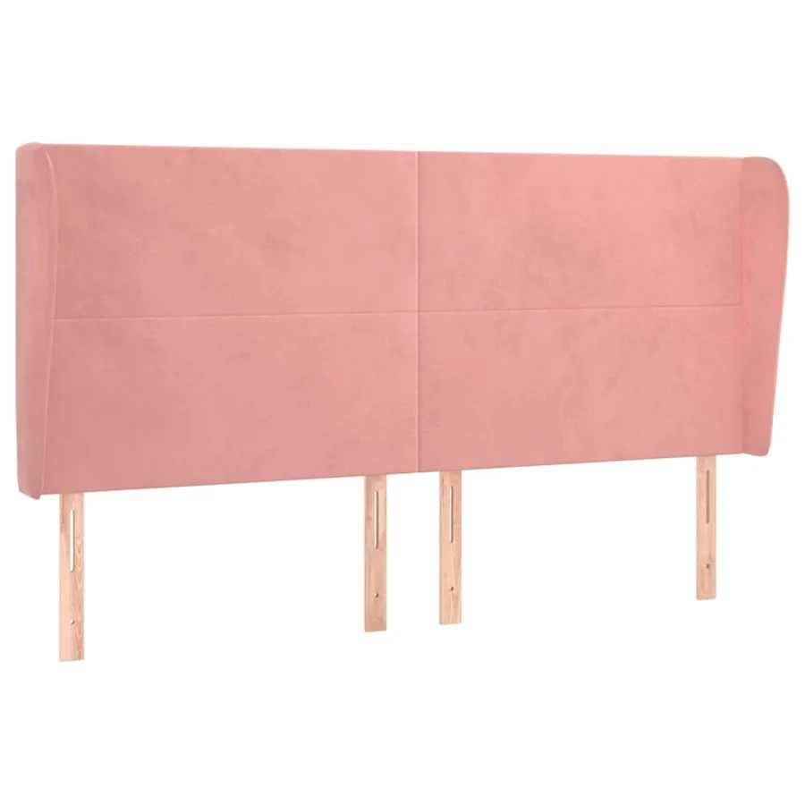 Tête de lit avec oreilles Rose 203x23x118/128 cm Velours - 2