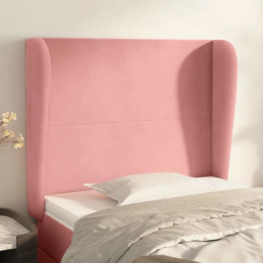 Tête de lit avec oreilles Rose 83x23x118/128 cm Velours