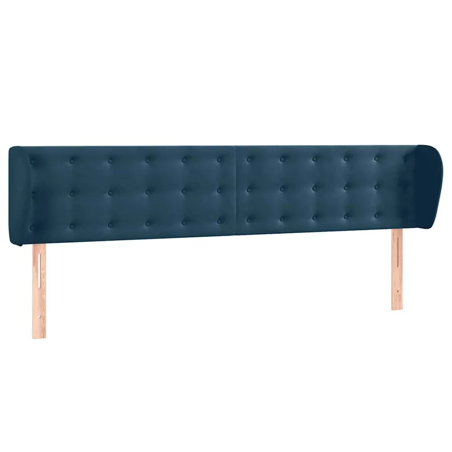 Tête de lit avec oreilles Bleu foncé 183x23x78/88 cm Velours - 2