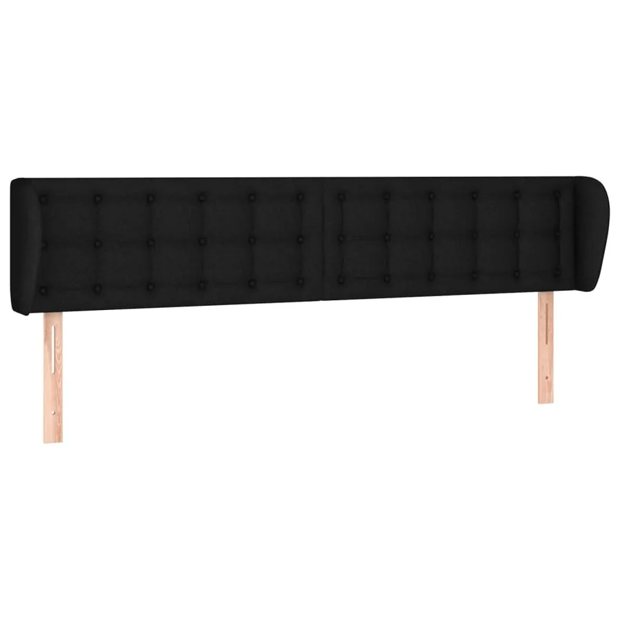 Tête de lit avec oreilles Noir 203x23x78/88 cm Tissu - 2