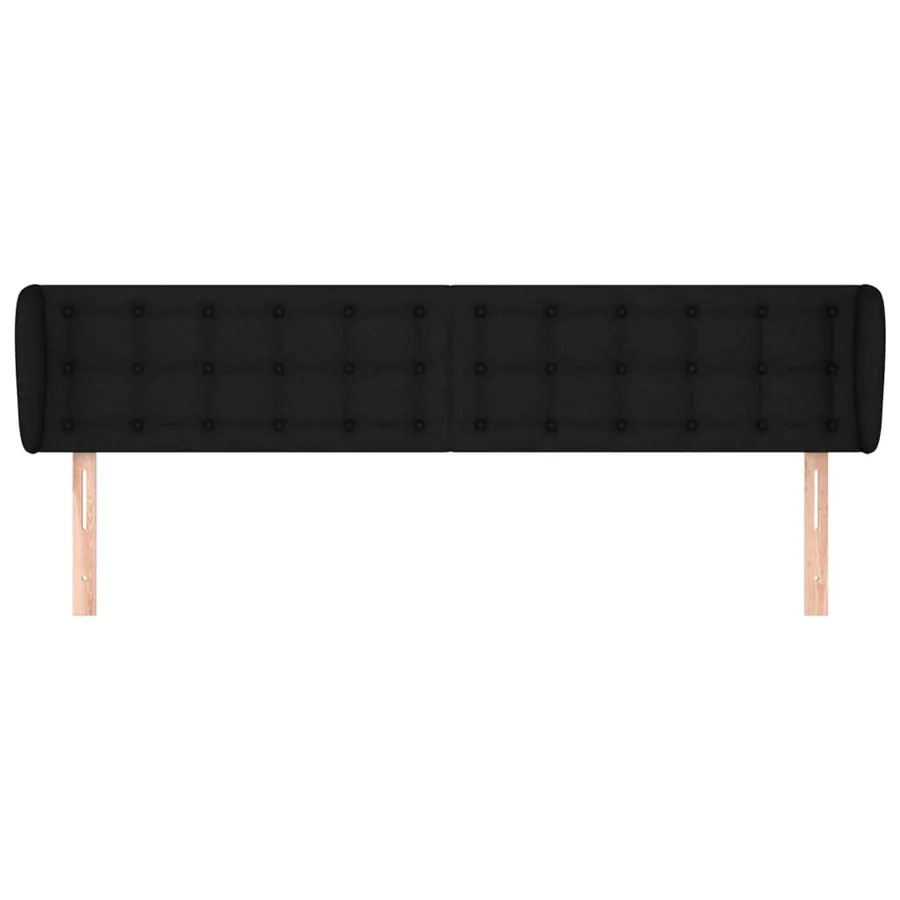 Tête de lit avec oreilles Noir 203x23x78/88 cm Tissu - 3