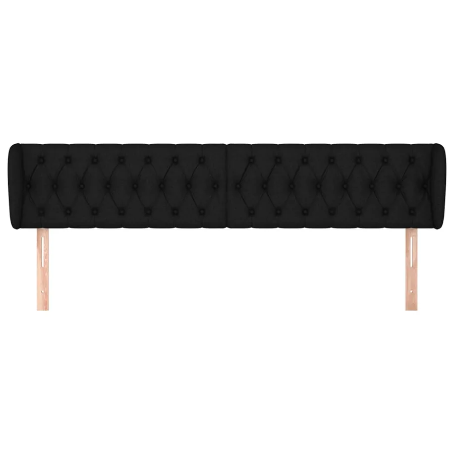 Tête de lit avec oreilles Noir 203x23x78/88 cm Tissu - 3