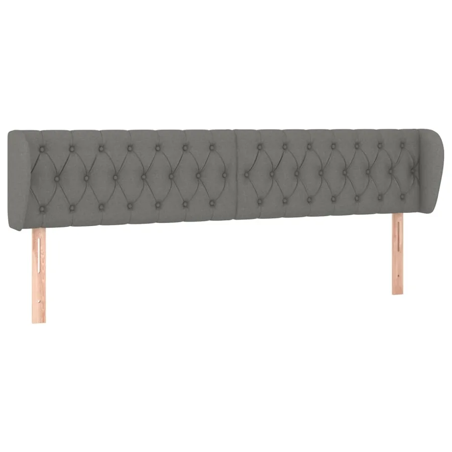 Tête de lit avec oreilles Gris foncé 183x23x78/88 cm Tissu - 2