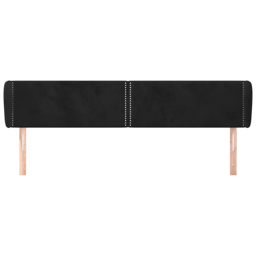 Tête de lit avec oreilles Noir 163x23x78/88 cm Velours - 3