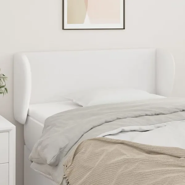 Tête de lit avec oreilles Blanc 103x23x78/88 cm Similicuir