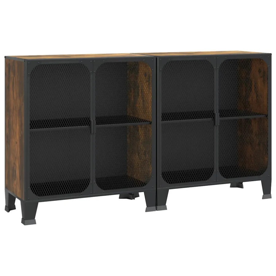 Armoires de rangement 2 pcs Marron 72x36x82 cm Métal et MDF - 2