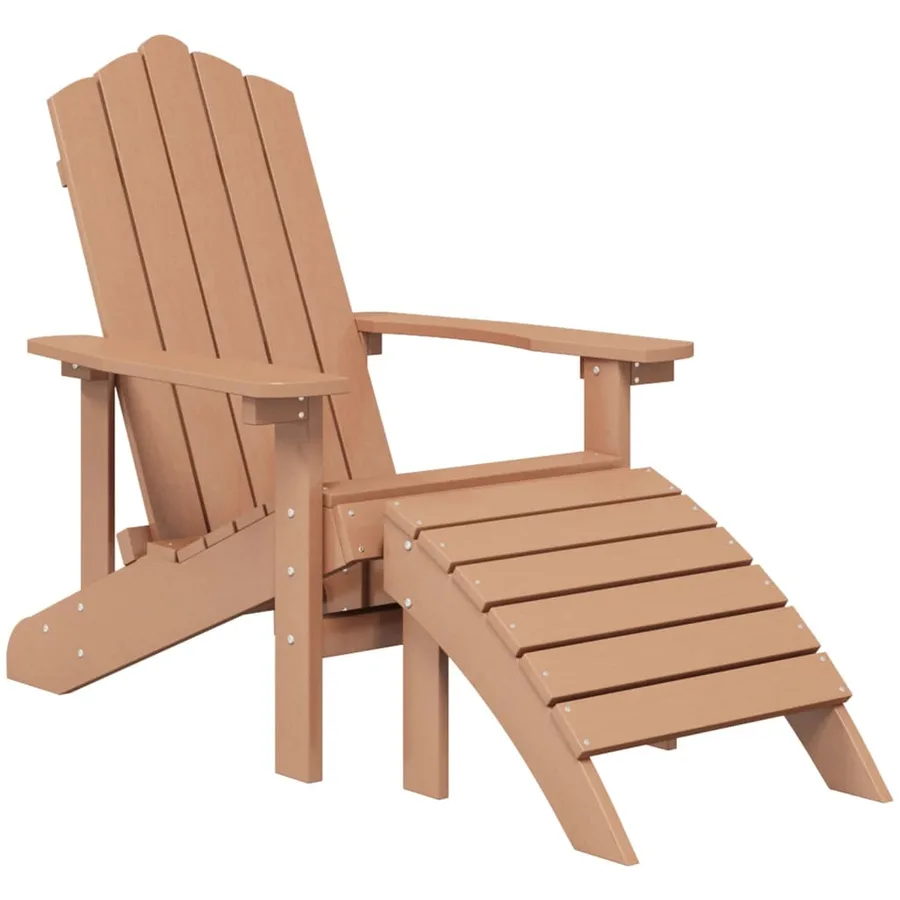 Chaises de jardin Adirondack repose-pied et table PEHD Marron - 3
