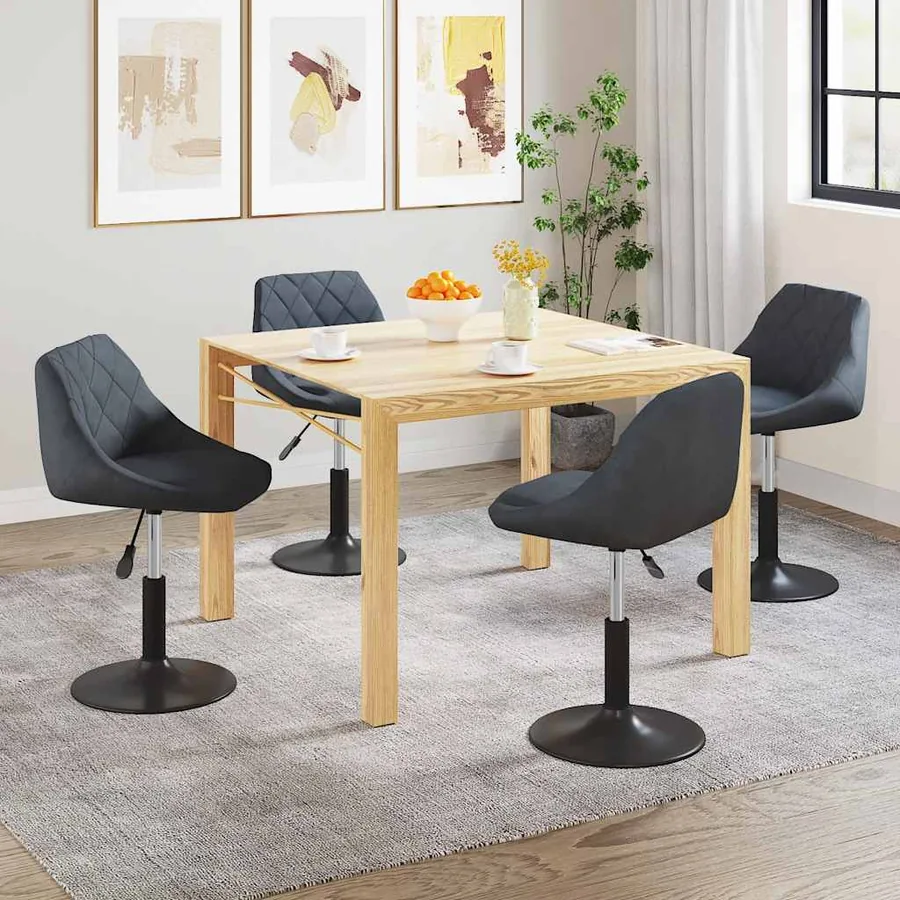 Chaises pivotantes à manger lot de 4 gris foncé velours