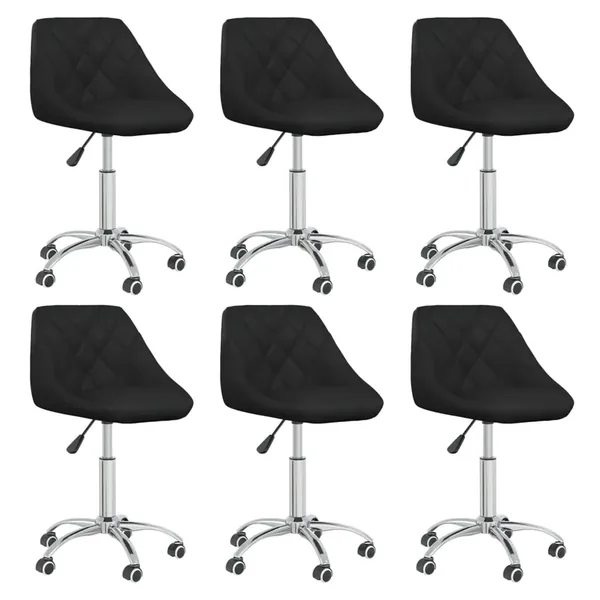 Chaises pivotantes à manger lot de 6 noir similicuir