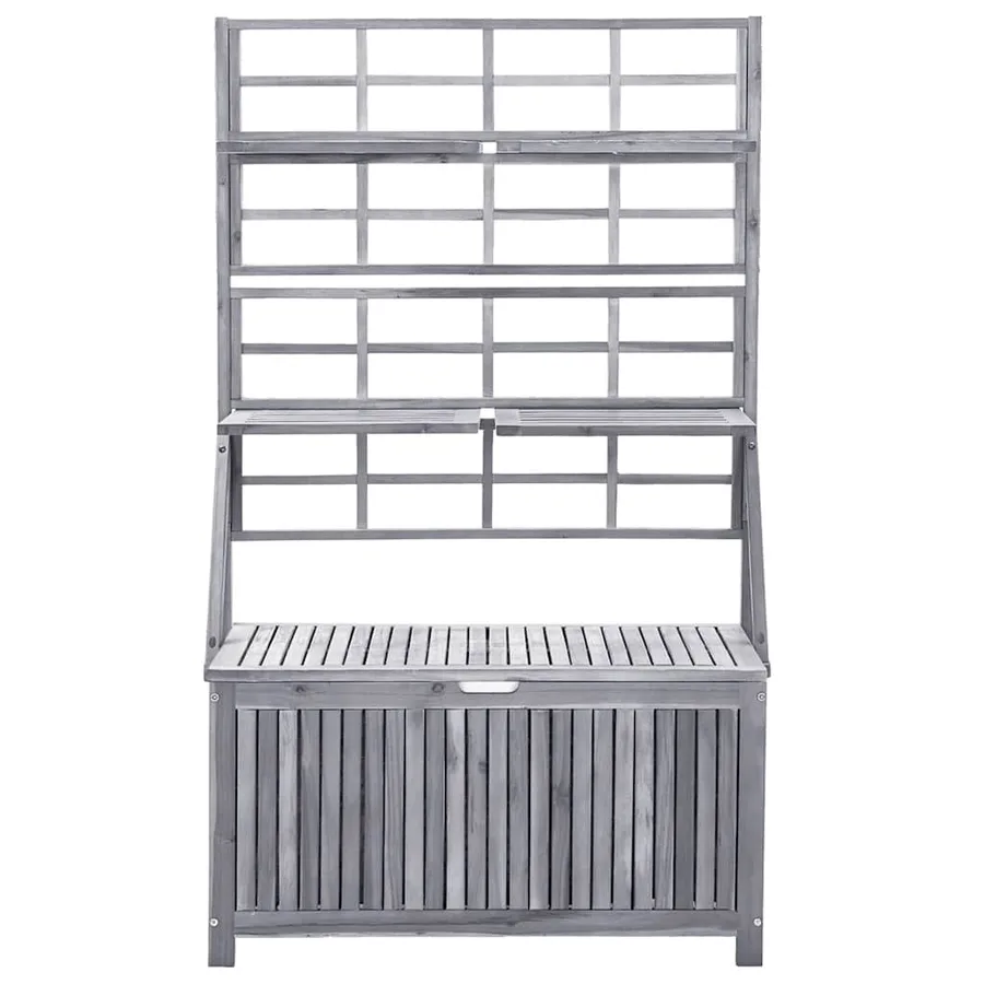 Boîte de rangement avec treillis Gris 99x55x160cm Acacia solide - 3