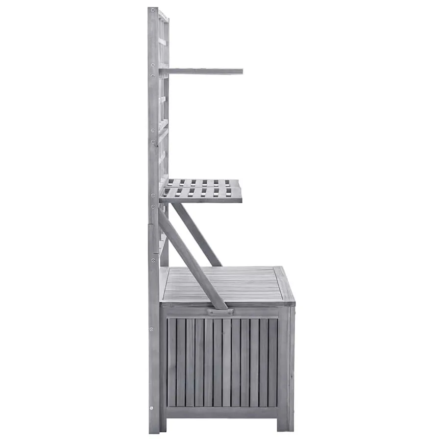 Boîte de rangement avec treillis Gris 99x55x160cm Acacia solide - 4