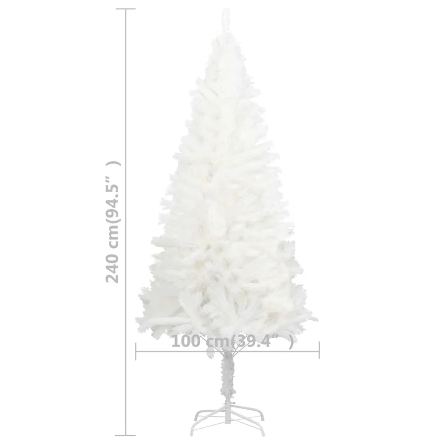 Arbre de Noël artificiel pré-éclairé et boules blanc 240 cm - 10
