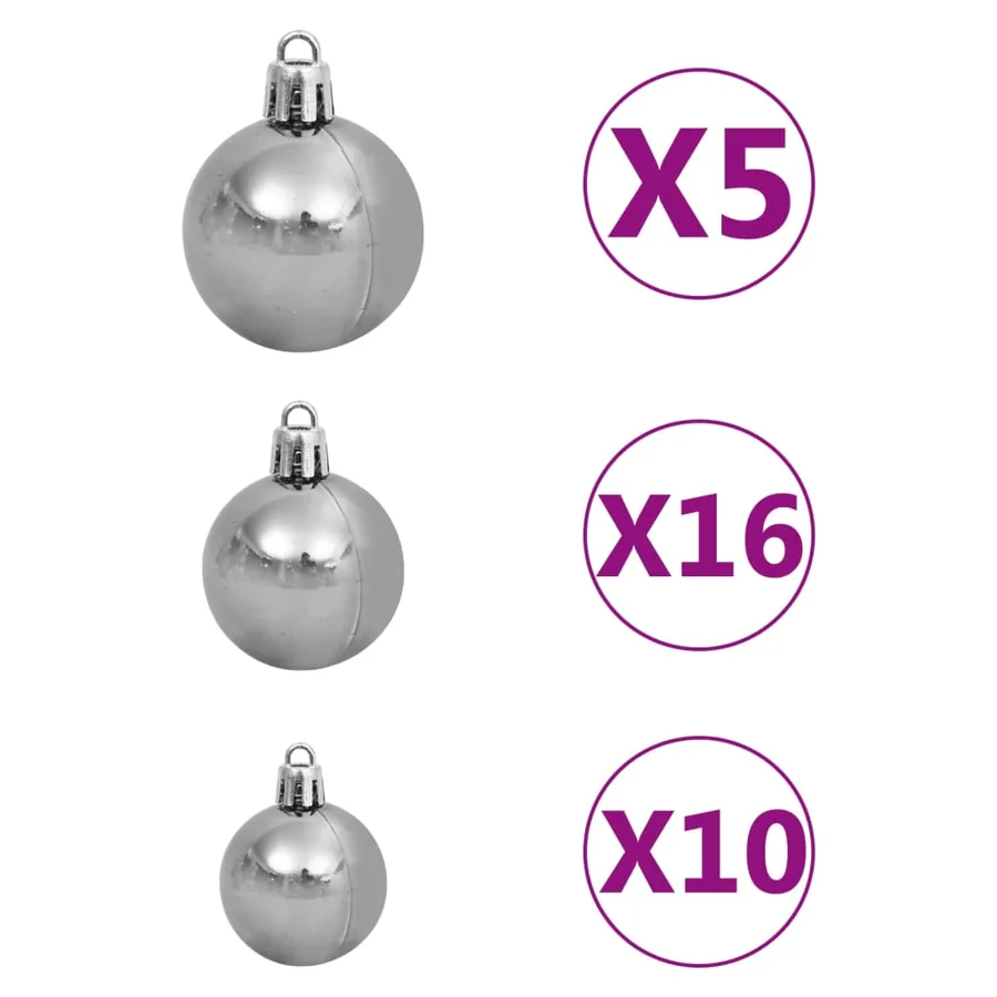 Arbre de Noël artificiel pré-éclairé et boules blanc 240 cm - 11