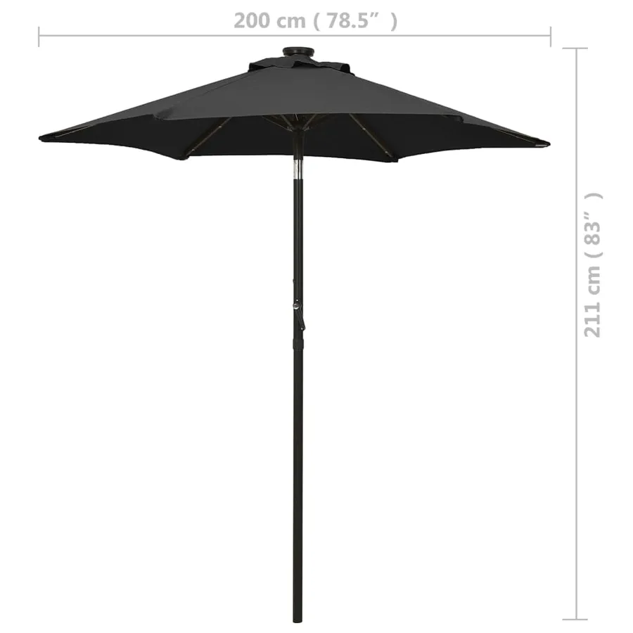 Parasol de jardin avec lumières LED noir 200x211 cm aluminium - 9