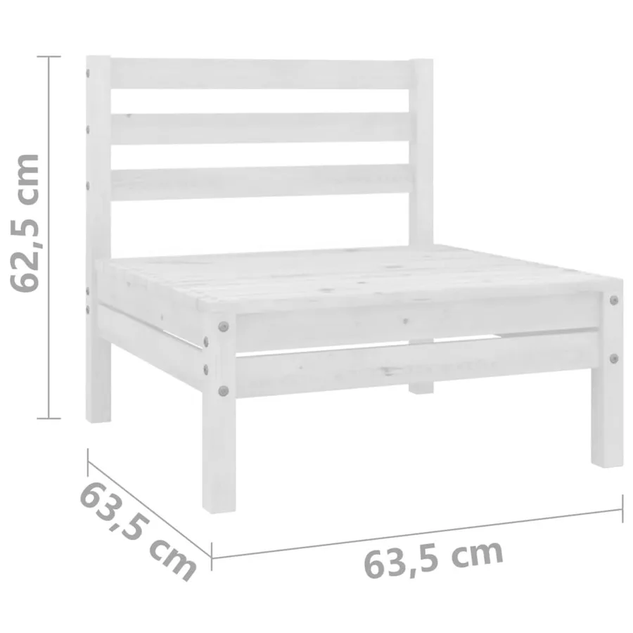 Canapé à 2 places de jardin Blanc Bois de pin solide - 7