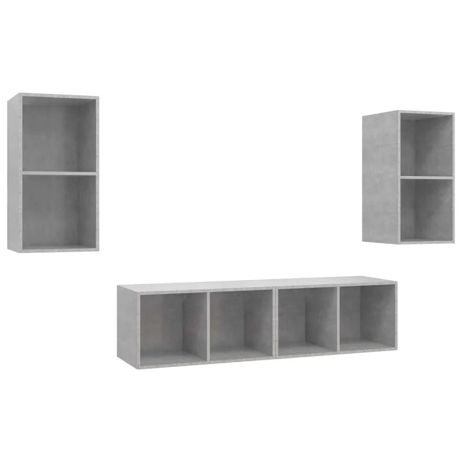 Meubles TV muraux 4 pcs Gris béton Bois d'ingénierie - 2