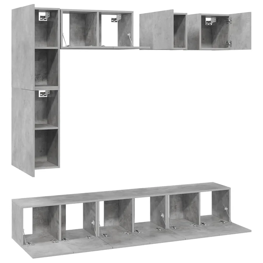 Ensemble de meuble TV 8 pcs Gris béton Bois d'ingénierie - 3