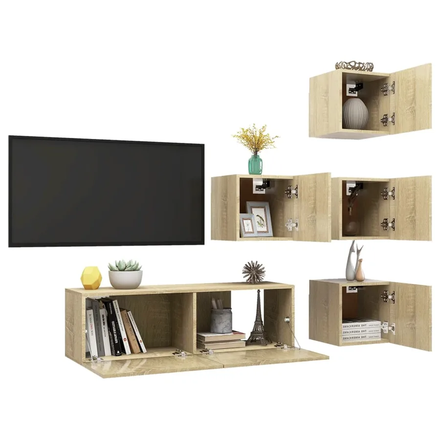 Ensemble de meubles TV 5 pcs Chêne sonoma Bois d'ingénierie - 5