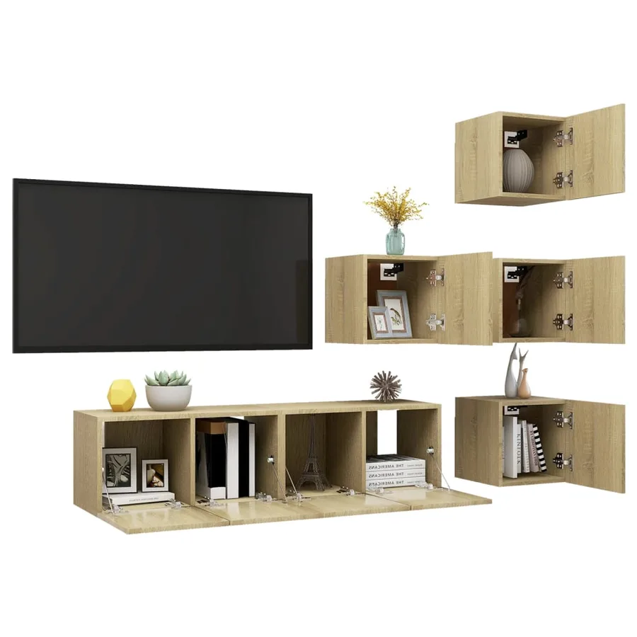 Ensemble de meubles TV 6 pcs Chêne sonoma Bois d'ingénierie - 5
