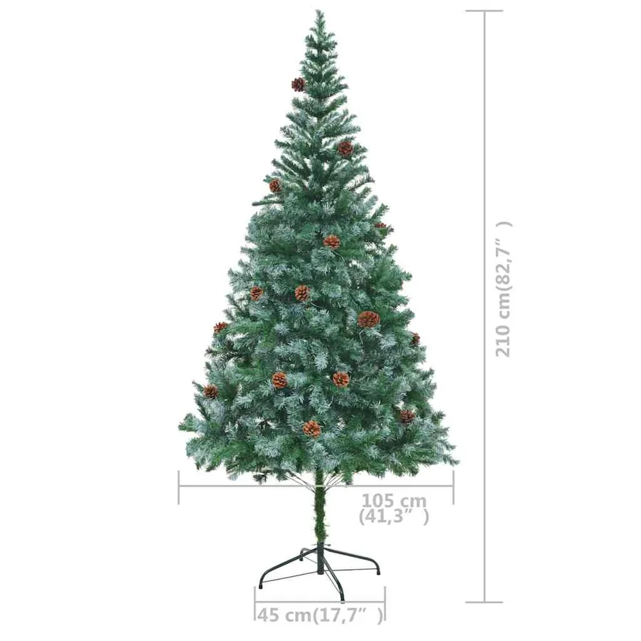 Arbre de Noël artificiel pré-éclairé/boules pommes de pin 210cm - 12