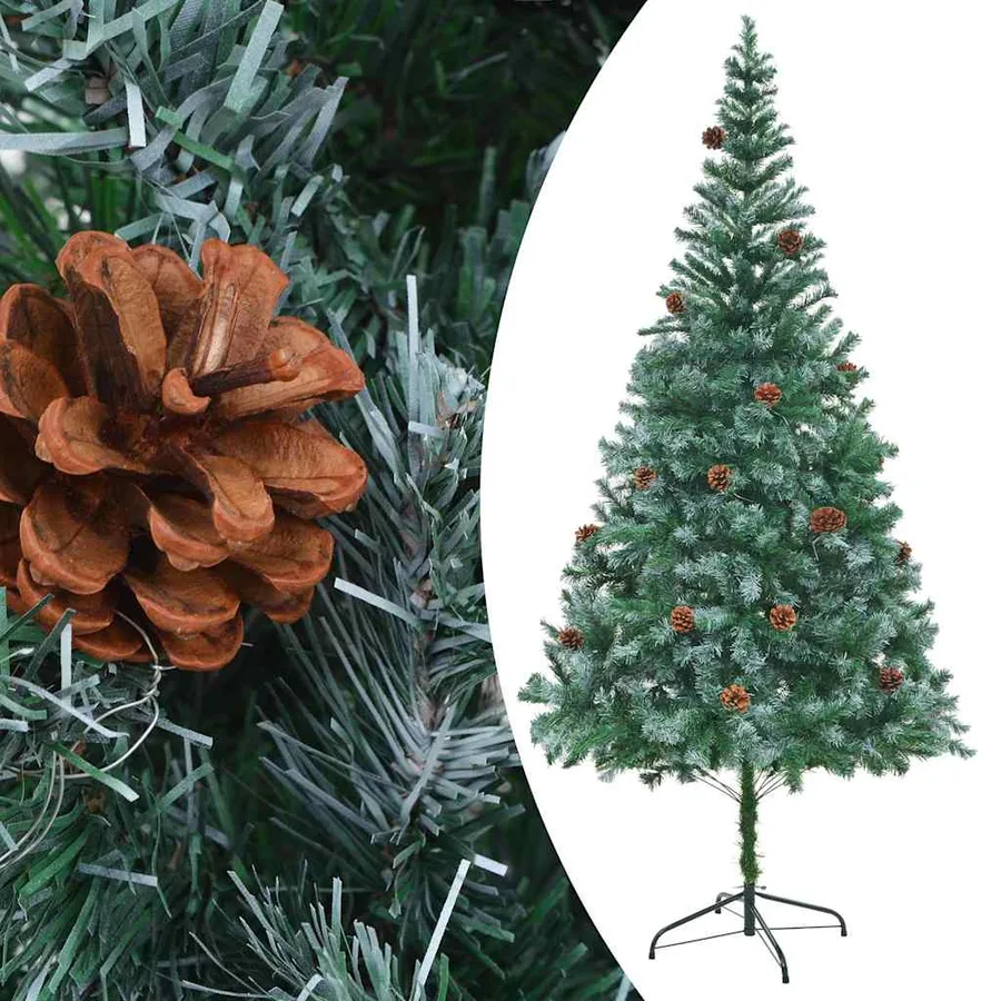 Arbre de Noël artificiel pré-éclairé/boules pommes de pin 210cm - 2