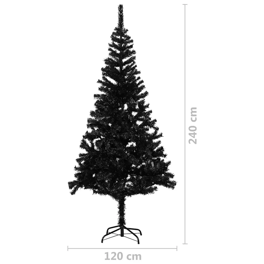 Arbre de Noël artificiel pré-éclairé et boules noir 240 cm PVC - 13