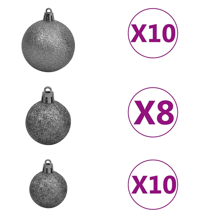 Arbre de Noël artificiel pré-éclairé et boules noir 240 cm PVC - 8