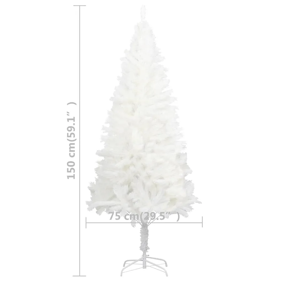 Arbre de Noël artificiel pré-éclairé et boules blanc 150 cm - 13