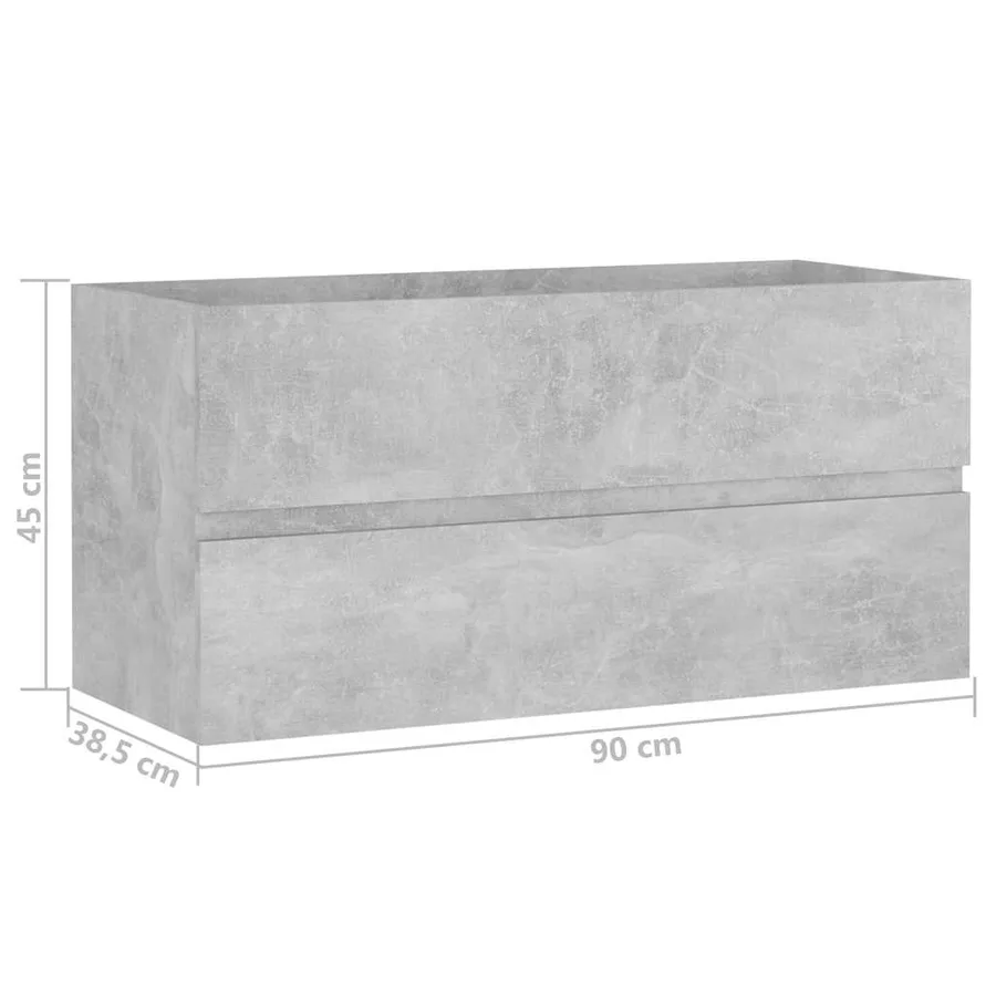Armoire d'évier et lavabo intégré gris béton bois d'ingénierie - 16