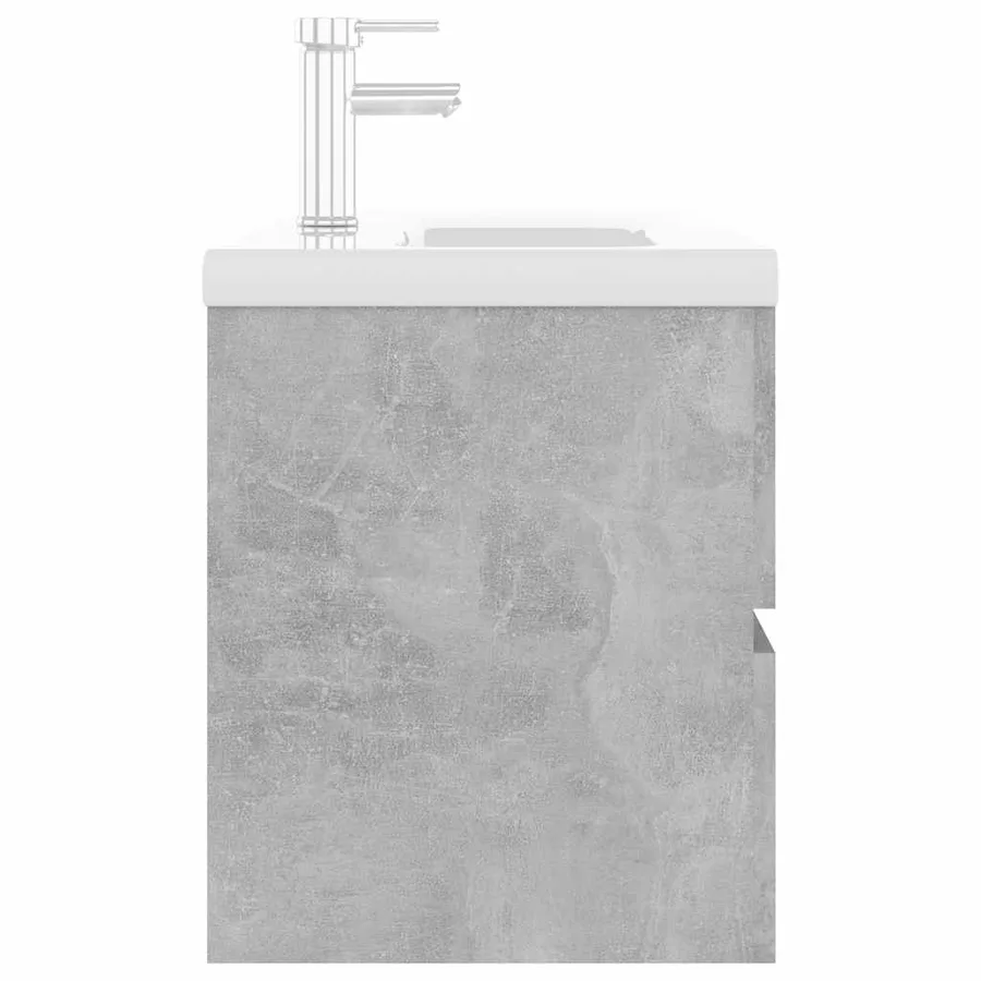 Armoire d'évier et lavabo intégré gris béton bois d'ingénierie - 5